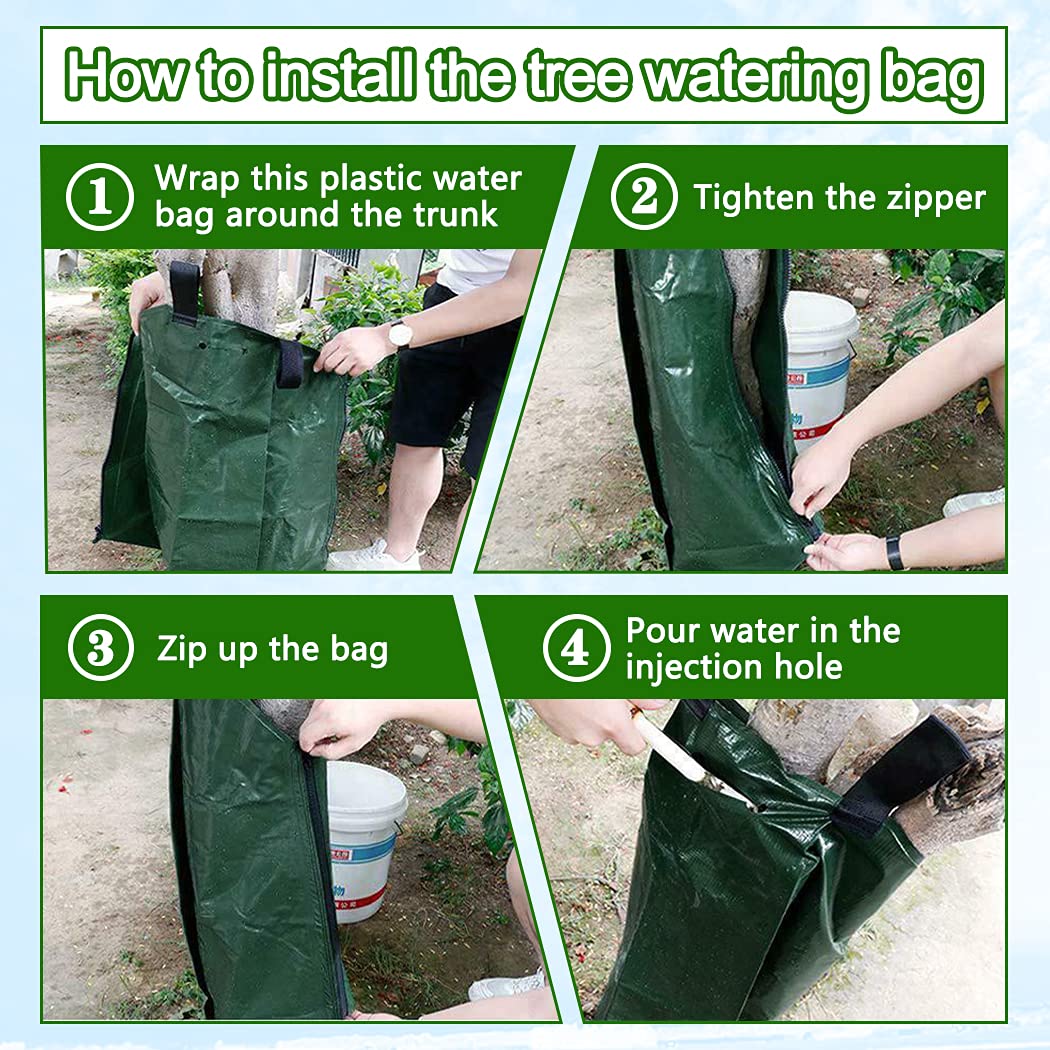 Tanzfrosch 12 Pack 20 Gallon Tree Watering Bags, Reusable, Heavy Duty and Slow Release Gator Bags for Trees, Premium PVC Plant Drip Irrigation Bags,5-8 Hours Releasing Time
