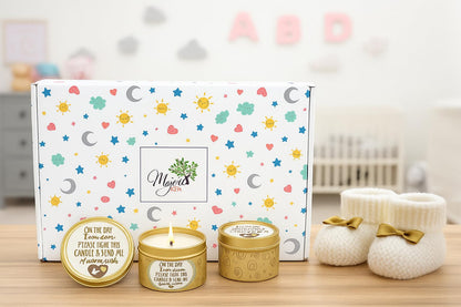 Majestic Zen Baby Shower Candle Favors Gift Set |9-Pack Neutral Scented Soy Wax Candles with Fresh Baby Powder |Long Lasting 40 Hour Burn |Unique Gender Reveal Party Favors & Baby Shower Decorations