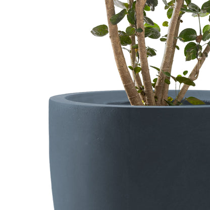 Kante 20",16.5",13.4" Dia Round Concrete Planters (Set of 3), Outdoor Indoor Modern Decorative Plant Pots with Drainage Hole & Rubber Plug for Home & Garden, Charcoal