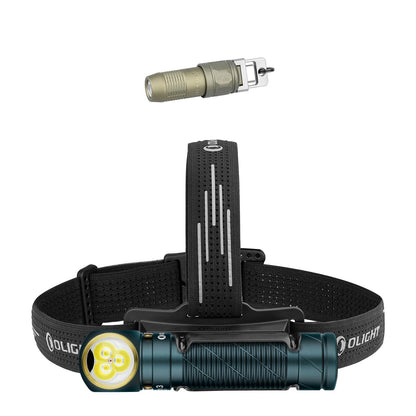 OLIGHT Perun 3 Rechargeable Headlamp Flashlight Bundle with iUltra Rechargeable EDC Flashlight