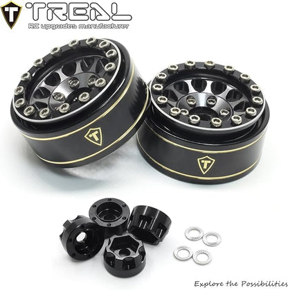 TREAL 1.0 Beadlock Wheels 12 Spokes Classic Rims (4P) for SCX24 AX24 FCX24 TRX4M 1/24 1/18 Crawler Car-Type I(Gray)