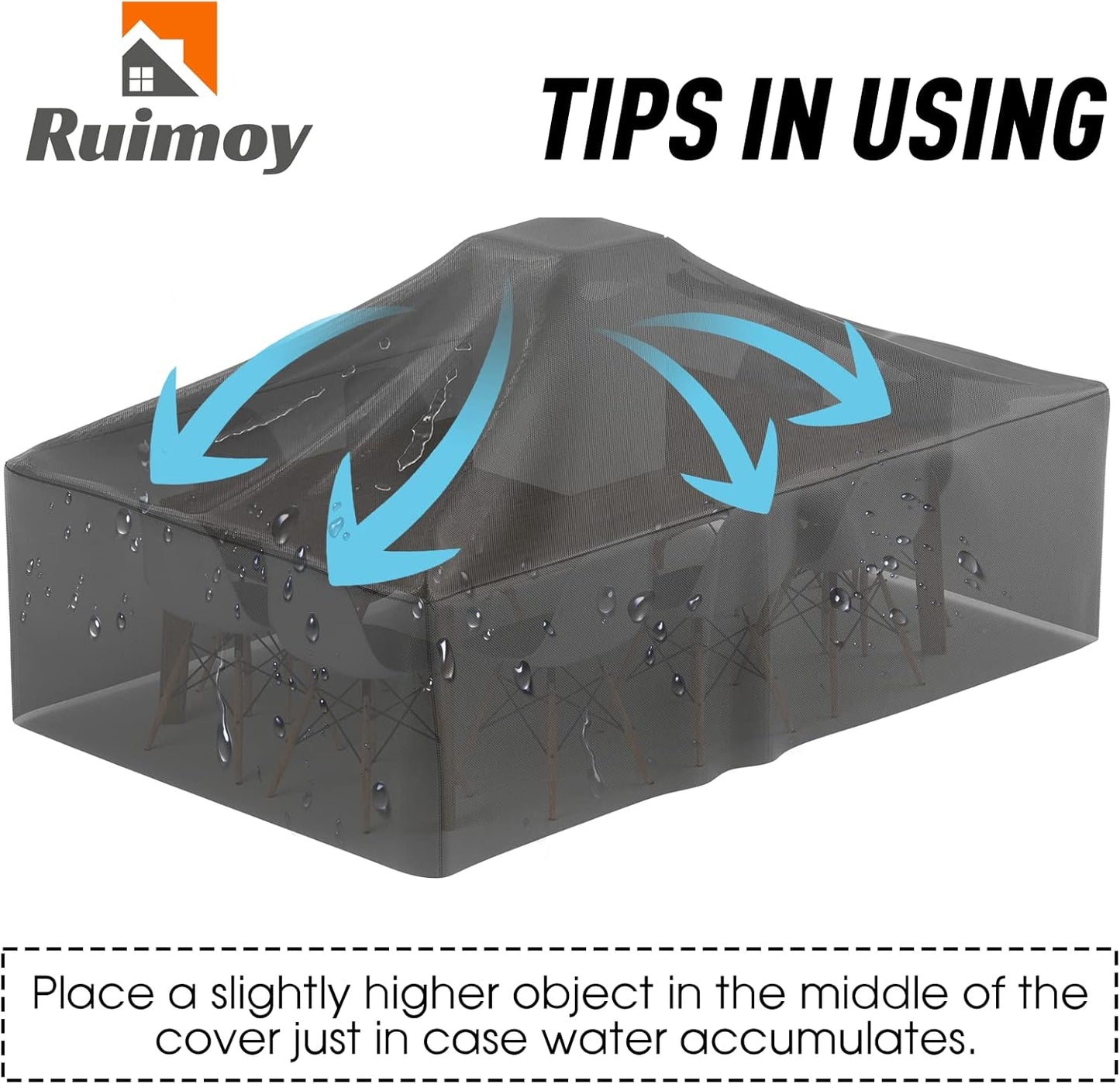 Ruimoy Outdoor Furniture Covers - Waterproof Heavy Duty 600D Protection for Tables & Chairs | 102" L x 74" W x 27.5" H