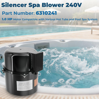XHHEZQ 6310241 Silencer Spa Blower 1 HP 240 Volt 2.6 Amps Replacement for Air Supply, for use with 2 inch Plumbing, Quiet and Shock-Absorbing, Easy Installation, for Pool Hot Tub & Spa
