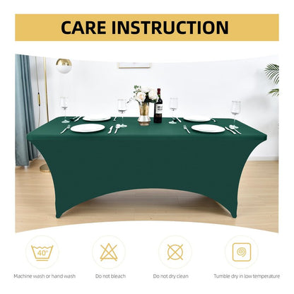 ZarzaaSik 2-Pack 8ft Spandex Table Covers for Rectangle Folding Tables - Washable Elastic Tablecloth - Ultimate Fitted Table Protector for Birthday Parties, Trade Shows, Banquet