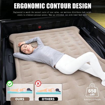MIRUNNY Truck Bed Air Mattress for 5.5-6.7Ft,Pickup Airbed with Wireless Rechargeable Pump,Inflatable Air Mattress for Travel,Outdoor & Road Trips,Fits F-150 / Ram/Silverado Full-Size Trucks