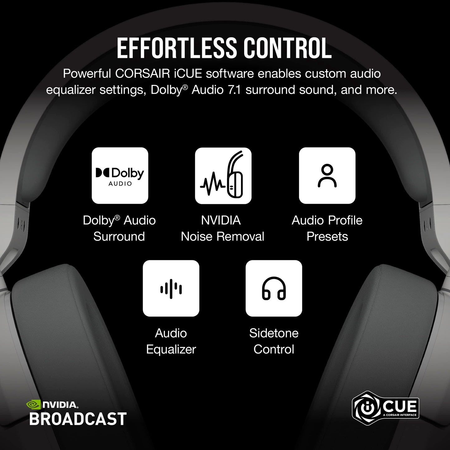 Corsair HS55 Wireless Multiplatform Lightweight Gaming Headset with Bluetooth - Dolby 7.1 Surround Sound - iCUE Compatible - PC, PS5, PS4, Nintendo Switch, Mobile - White