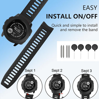 2 Pack Waterproof Band Compatible with Garmin Instinct Watch Bands, 22mm Soft Silicone Replacement Watch Strap for Garmin Instinct 2 / Instinct Esports/Solar/Tactical (black/black)