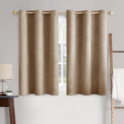 MIULEE 100% Blackout Curtains - Thermal Insulated Linen Textured Drapes in Copper Brown | 42 x 63 Inch (2 Panels)