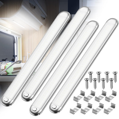 SEALIGHT 12V LED Interior Light Bar, 1500LM, 8W, Aluminum, White, Pack of 4