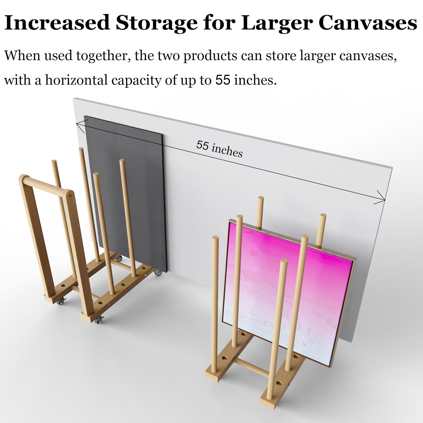 UNZERO Art Storage Rack Transport Cart with Dowels - Art Drying Rack with Wheels, Handle, and Adjustable Dividers