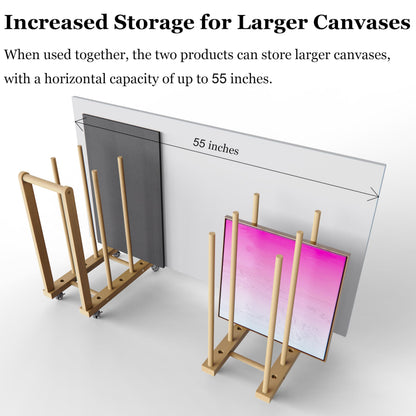 UNZERO Art Storage Rack Transport Cart with Dowels - Art Drying Rack with Wheels, Handle, and Adjustable Dividers