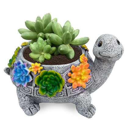 ASDFG Turtle Succulent Planter, Resin Material, Indoor/Outdoor Use, Cute Decor, 5.9" x 3.94" x 3.15"