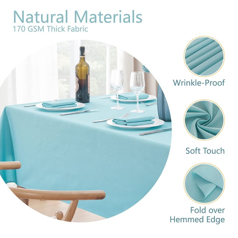 Veblandy Rectangle Tablecloth Waterproof 60x84 inch Linen Textured Table Cloth Stain and Wrinkle Resistant Washable, Decorative Fabric Table Cover for Dining, Party and Camping, Aqua