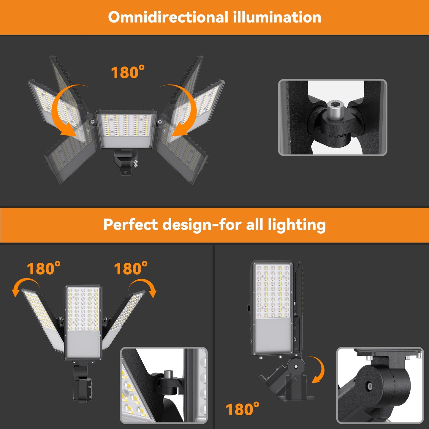 200W Upgraded LED Parking Lot Light with Photocell 30000lm 5000K, ETL, IP66 Waterproof Adjustable 3-Head Commercial Lighting Outdoor, Pole Mount, Flood Lights for Roadways, Driveways