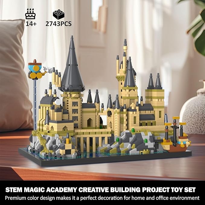 Magic Castle Micro Mini Building Set 2743 Pcs Magic House Model Building Toys STEM Creative Magic World Office and Home Decor Bricks Kits Christmas Birthday Gift for Adults Teens Kids 14+