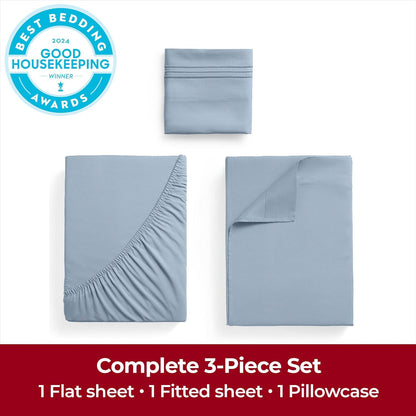 Mellanni Extra Deep Twin XL Sheets - Luxury Cooling Bedding Set - Ultra Soft & Stain Resistant (Blue Hydrangea)