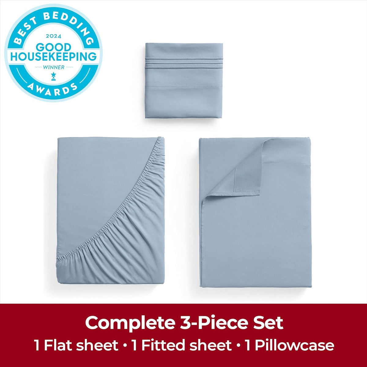 Mellanni Twin XL Sheets Set - 3 PC Hotel Luxury Bedding | Extra Soft, Cooling, Wrinkle-Resistant (Blue Hydrangea)