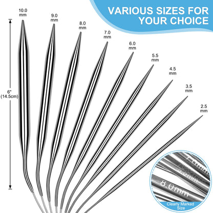 Aeelike Circular Knitting Needles Set, Stainless Steel Knitting Needles Round Knitting Needle Set (100 cm), 9 Pack Long Knitting Needles for Blankets Scarves Sweaters, Great for Beginners