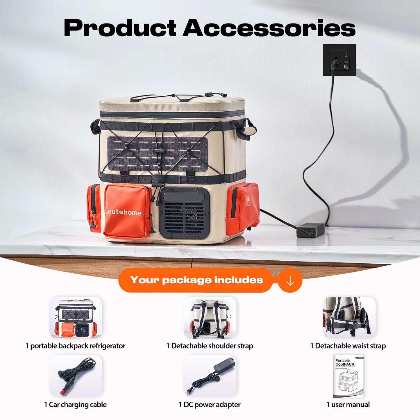 outohome Portable Backpack Car Refrigerator, DC 12V Electric Fridge and Freezer,Electric Cooler,AC 110V 19QT/18L Compressor Cooler, Quick Freeze -4~68℉ for Truck,Van,RV,Camping and Outdoor Travel Use