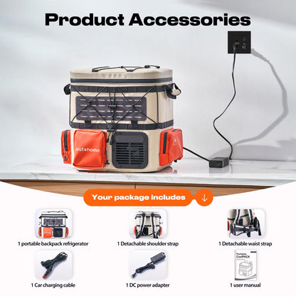 outohome Portable Backpack Car Refrigerator, DC 12V Electric Fridge and Freezer,Electric Cooler,AC 110V 19QT/18L Compressor Cooler, Quick Freeze -4~68℉ for Truck,Van,RV,Camping and Outdoor Travel Use