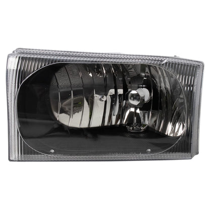 TRQ 2 Piece Headlight Assembly Set Performance Halogen Black Bezel Driver & Passenger Side Compatible with Ford Excursion 2000-2004 F250 F350 1999-2004 F450 F550 1999-2003
