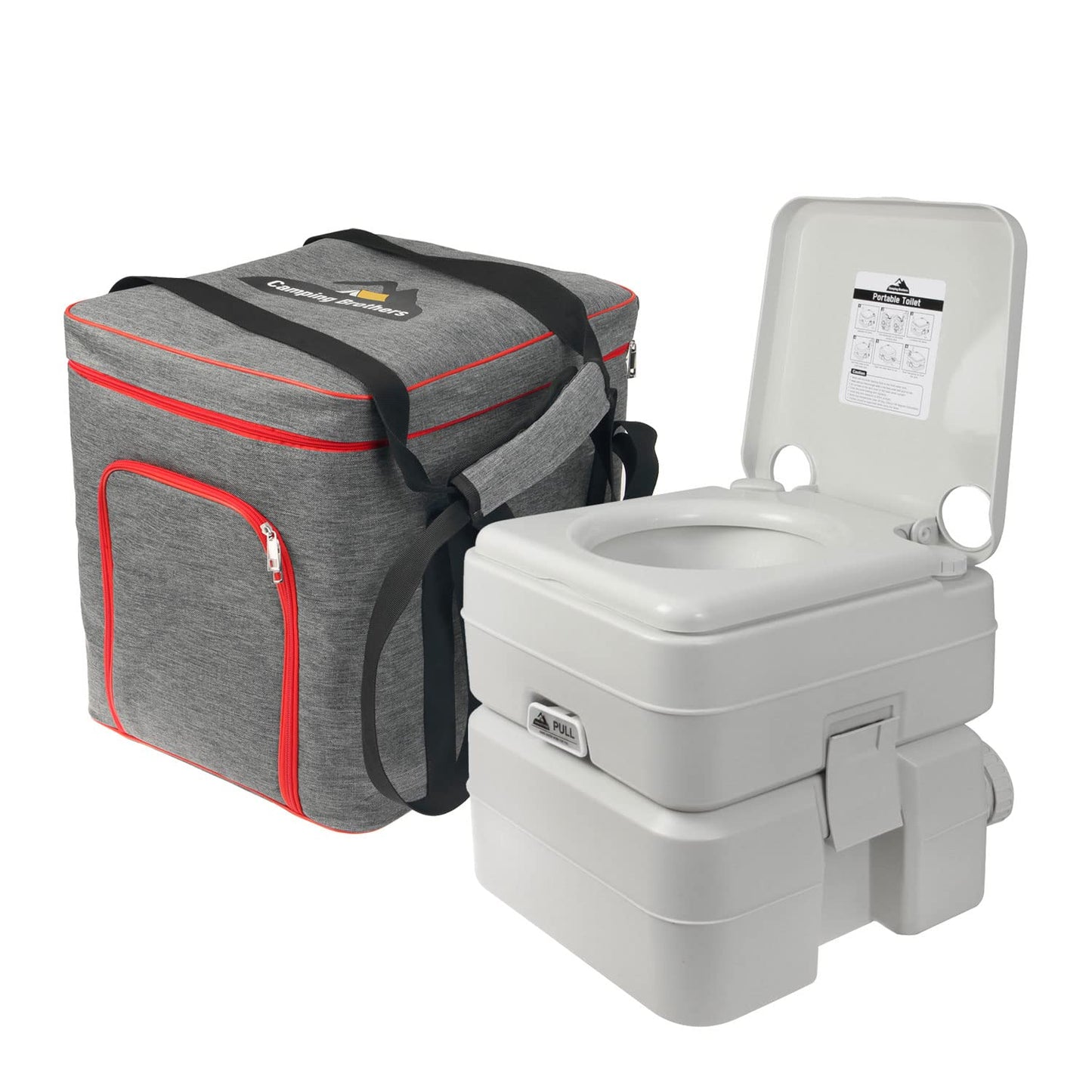5.3 Gallon Portable Camping Toilet for Adults with Carry Bag – Extra Large Porta Potty for Adults Outdoors, RV, Boat | 286 LBS Capacity, 50 Flushes, Detachable Tanks, Carry Bag Included