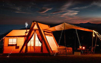 YOLENY 136 Sqft 8-10 People Inflatable Camping Tent with 4 Doors, Versatile Side Wall, Up to 8.7 Ft, 600D Oxford Cloth, AC Port, Stove Jack, Hand Pump, 4 Seasons