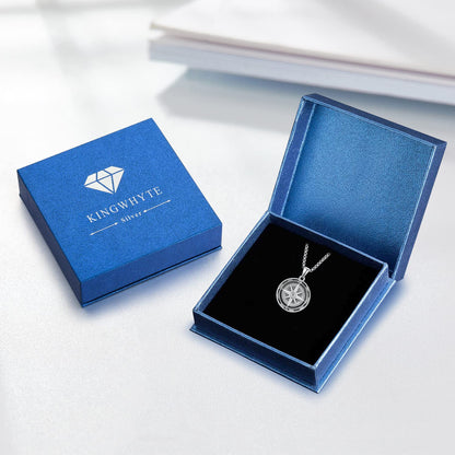 KINGWHYTE Compass Necklace for Men 925 Sterling Silver Necklaces Birthday Gifts Graduation Travel Jewelry for Husband Brother with Stainless Steel Chain 22"+2"
