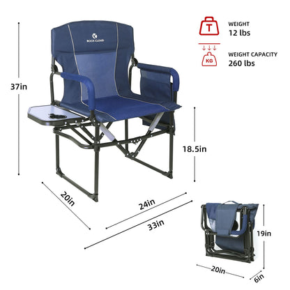 ROCK CLOUD 2 Pack Folding Camping Chair with Storage Pocket and Side Table Compact Portable Camp Chairs Outdoor for Camp Lawn Hiking Fishing Sports