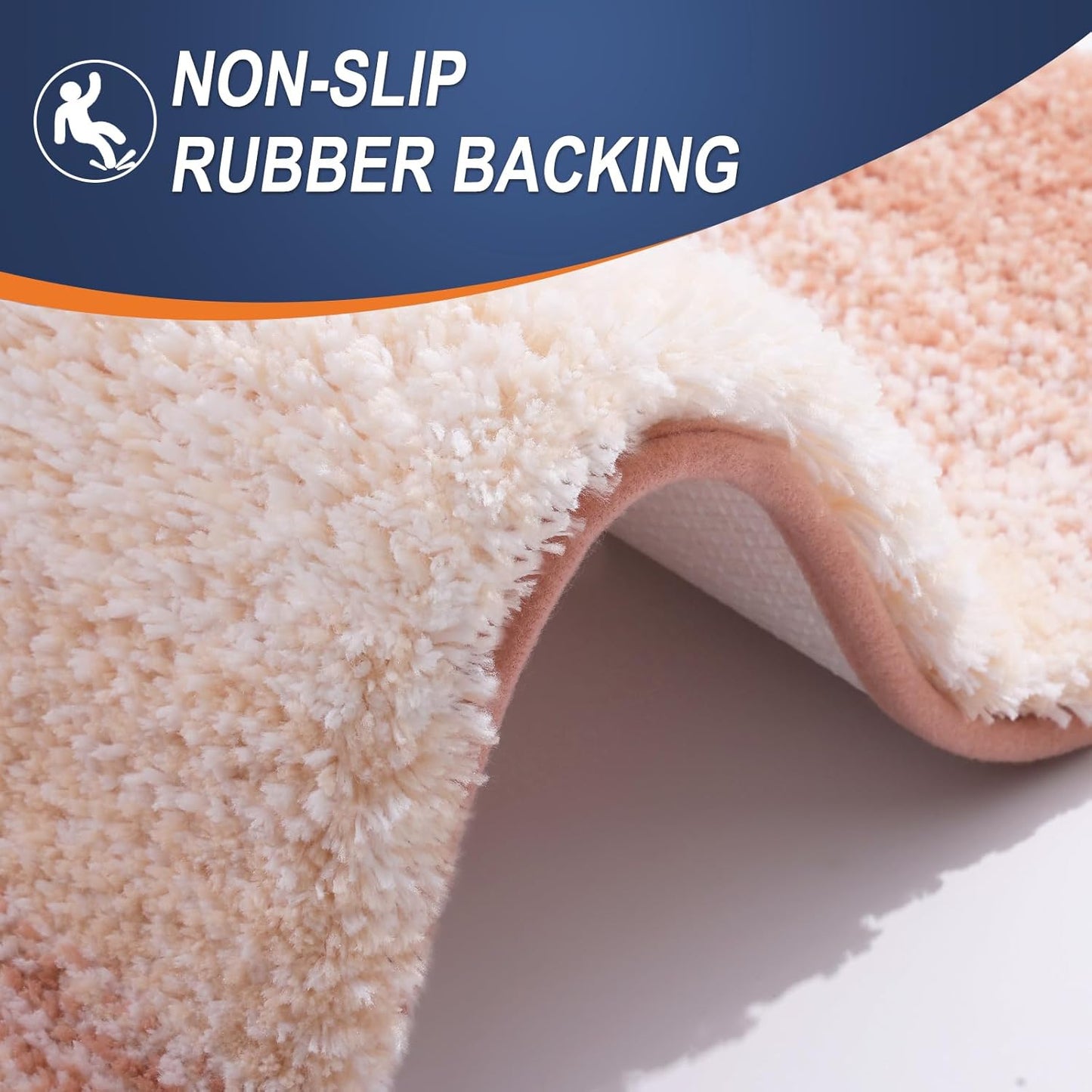 OLANLY Luxury U-Shaped Toilet Rugs - Extra Soft, Absorbent Microfiber Bath Mat, 24x20, Non-Slip, Peach