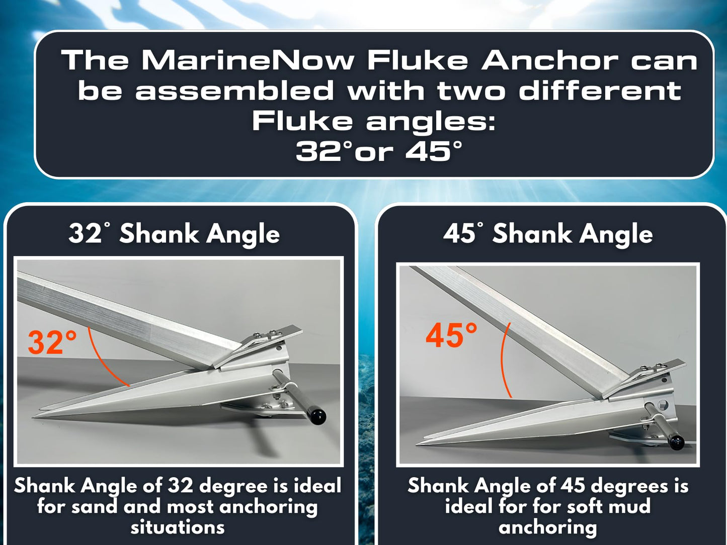 MarineNow Aluminum Fluke Anchor (EX-4 16'-27' Boats 4lbs)