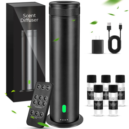 Waterless Scent Diffuser Starter Kit - Suitable for Home and Hotel Series Air Diffuser, 800 Square Inches of Coverage, 5 Kinds of Scented Essential Oils, Remote Control
