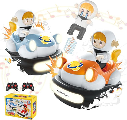 Remote Control Speed Bumper Cars Toy (2 Cars Set) – Rechargeable RC Ejector Cars with Music &amp Lights Fast-Response 2-Player Battle Racing Game for Kids Ages 3–8