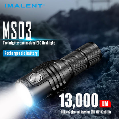 IMALENT MS03 Rechargeable EDC Flashlight, Compact 13000 Lumens LED Flashlight with USB-C Charging, High Output Pocket Flashlight for Outdoor Camping Emergency and Everyday Carry (Warm Light)