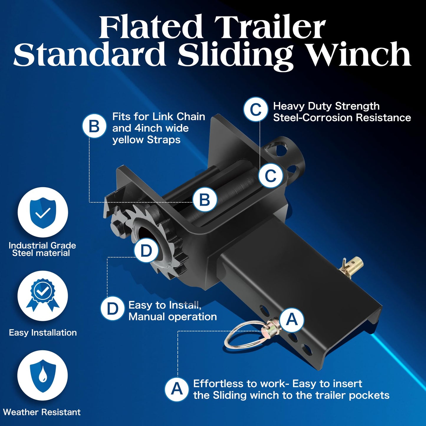 Trailer Stake Pocket Winch, Winch Flatbed Utility Capacity 16200 Lbs and 5400 Lbs Load Limit for Flatbed Trailer Trucks Winches- 4Pack