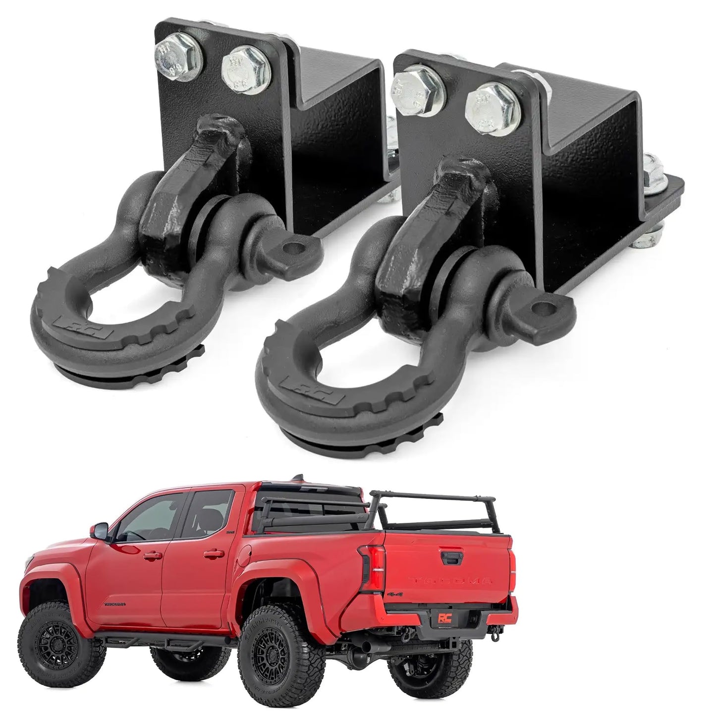 Rough Country Rear Shackle Kit w/D-Rings & Rubber Isolators - 73117