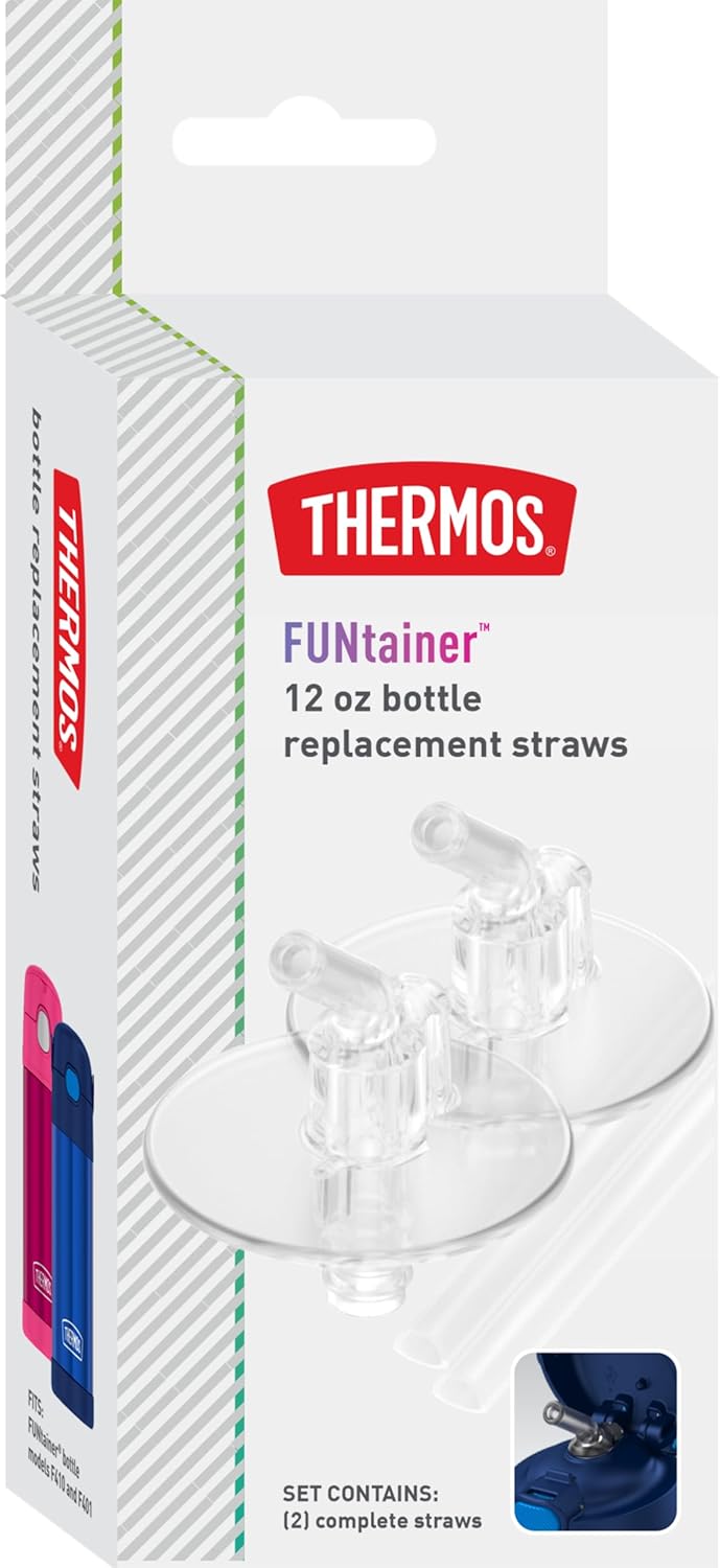 Thermos Replacement Straws - Clear for 12 Ounce Funtainer Bottle | 2 Count Pack