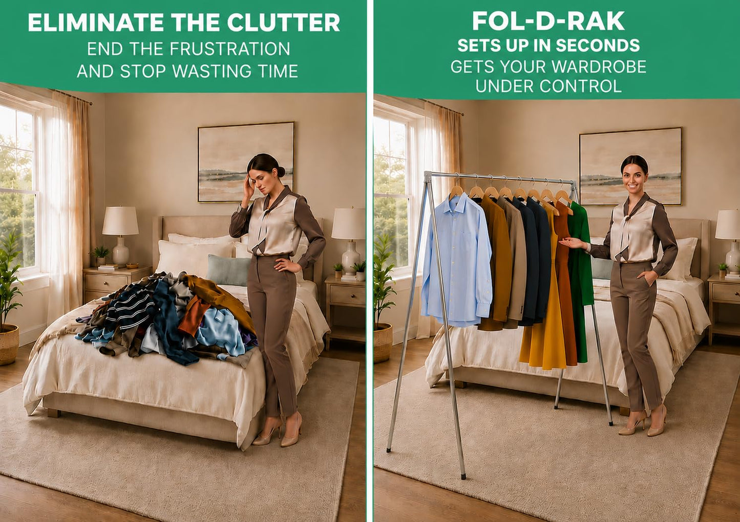 FOL-D-RAK Portable Clothing Rack, Folding Garment Rack with Carry Bag-no Assembly, lightweight 4 LB. Aluminum, 60 LB. Capacity-Travel, Closet, Retail, Trade Show, Dance Recital