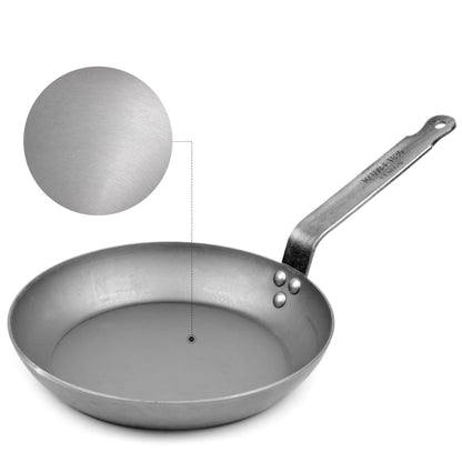 Mauviel M'Steel Black Carbon Natural Nonstick Frying Pan With Iron Handle, 9.4-in, Suitable For All Cooking Surfaces