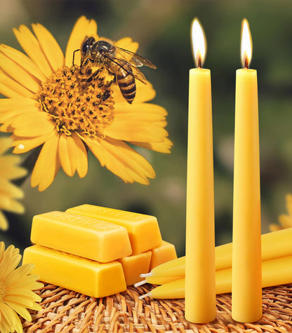 6 Pack Beeswax Taper Candles 8inch Smokeless Beeswax Emergency Candle 8 Hour Burn Time Natural Beeswax Candlesticks Unscented Bees Wax Candle for Home Prayer