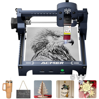 ACMER S1 Laser Engraver, 6000mW Laser Engraver Machine Higher Accuracy Lazer Cutter and Engraving Machine with Working Area 130x130mm,0.04mm Laser Spot Engraving Machines & Tools