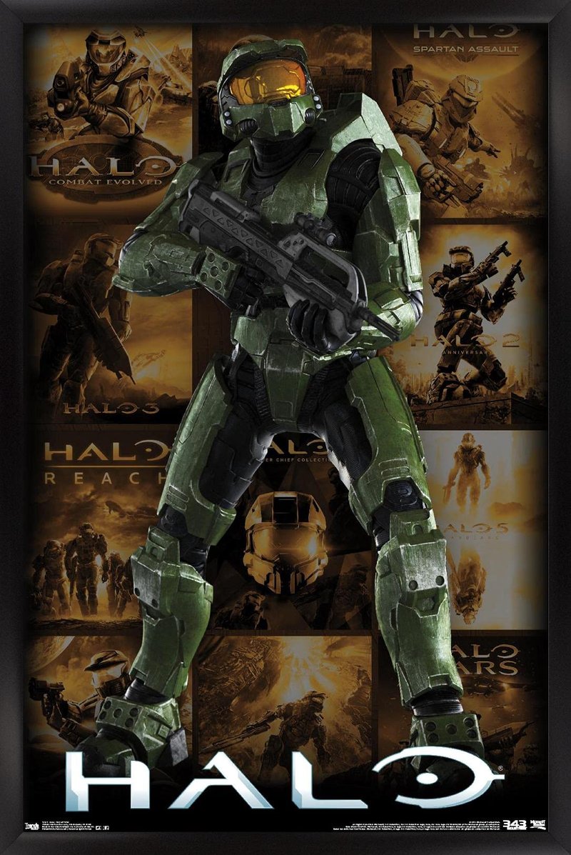 Trends International Halo - Game Key Art Grid Wall Poster, 14.725" x 22.375", Black Framed Version