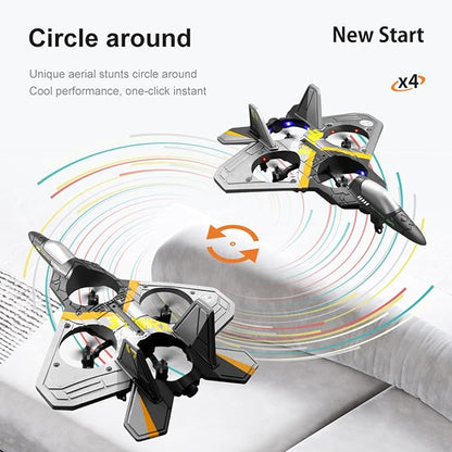 Remote Control Airplane RC Planes RC Fighter Jet Toy for Kids Adults 8-16 Remote Control Planes with LED Light 2 Batteries 360° Stunt Spin Durable Foam Gifts for Boys (Blue + 2 Batteries)