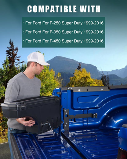 SCITOO Truck Bed Tool Box for Ford F-250 F-350 Super Duty 1999-2016 Left & Right Side,Multi-Compartment Dividers Organized Storage,Heavy Duty & No-Drill Installation