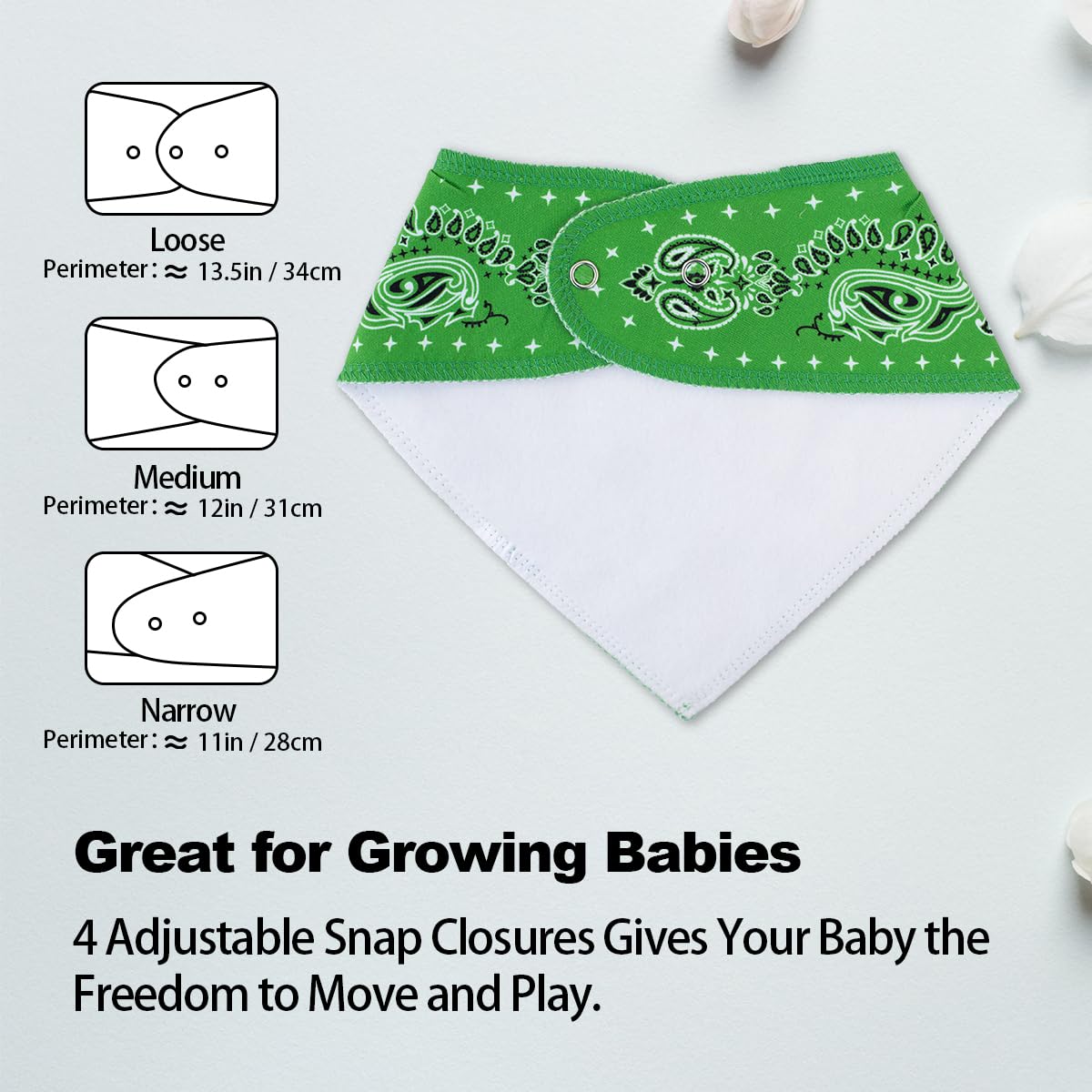 Maiwa 10 Pack Baby Triangle Bandana Bibs for Boys Girls for Drool Teething Eating with Snaps