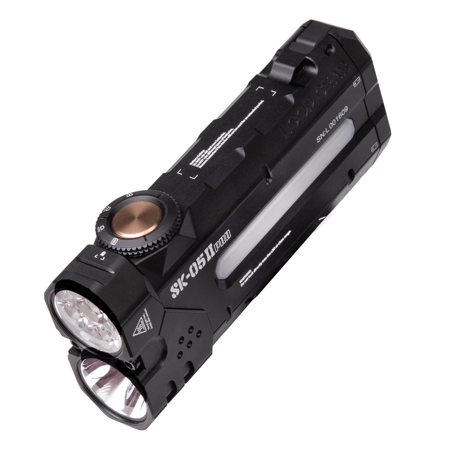 LOOP GEAR SK05 Pro 2 5000LM High Lumen Rechargeable Flashlight, EDC Flat Flash Light with Spot/Flood/Side Light & Strobe,IP68 Waterproof for Camping Hiking Emergency (Black)