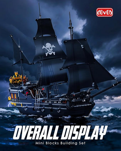 dOvOb Pearl Pirate Ship Mini Blocks Building Set - 1424PCS Construction STEM Black Boat Collection Display Set for Adults and Teen
