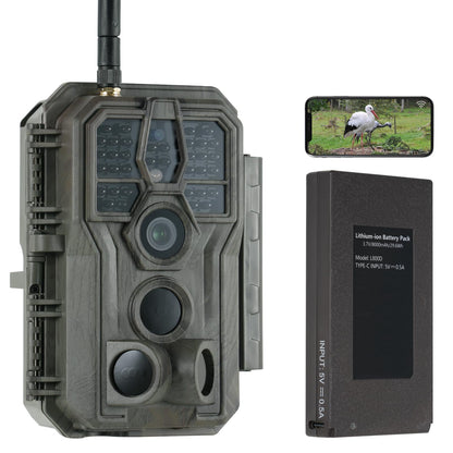 GardePro E8P WiFi Trail Camera Bundle (Non-Cellular), External WiFi Antenna, 8000mAh Rechargeable Battery, On-Site App Viewing, No-Glow Night Vision, Motion Activated