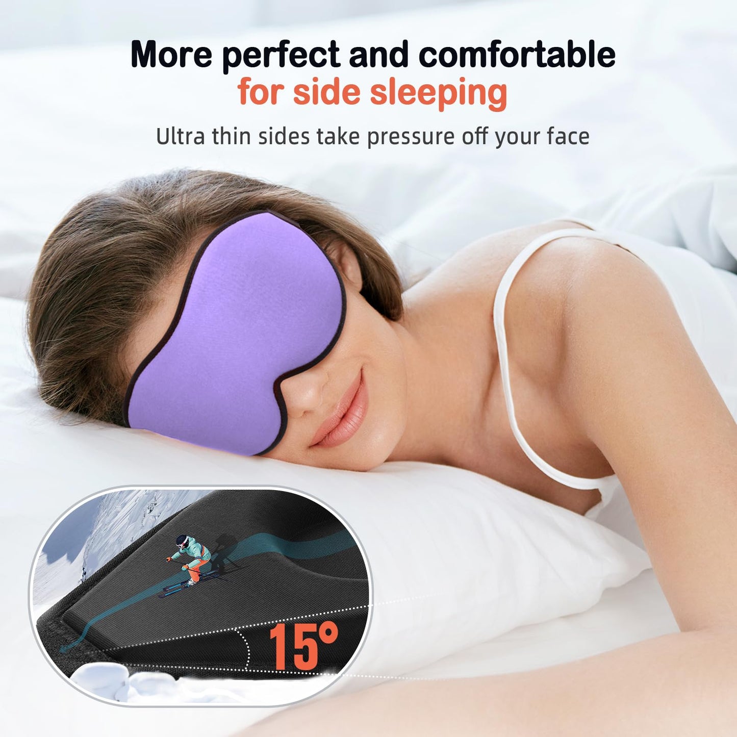 LitBear Sleep Mask for Side Sleeper Women Men, Eye Mask for Sleeping Light Blocking, 3D Contoured Cup Sleeping Mask, Soft Breathable Sleep Eye Mask with Adjustable Elastic Strap for Travel