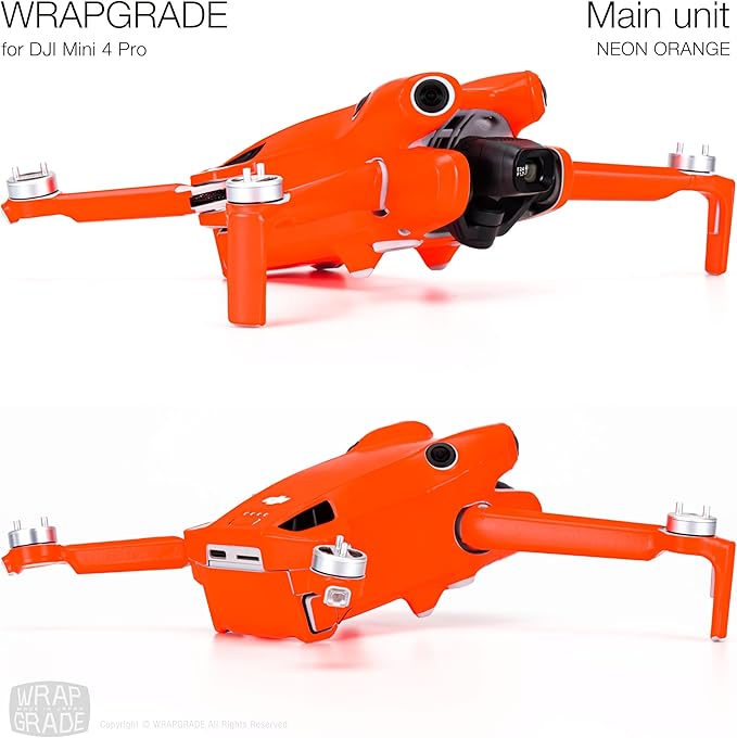 WRAPGRADE Skin Stickers Compatible with DJI Mini 4 Pro | Full Wrap (Neon Orange)